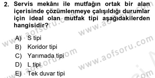 Mutfak Hizmetleri Yönetimi Dersi 2017 - 2018 Yılı (Vize) Ara Sınav Soruları 2. Soru