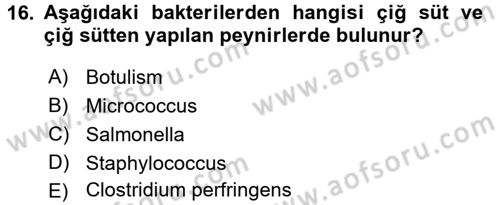 Mutfak Hizmetleri Yönetimi Dersi 2017 - 2018 Yılı (Final) Dönem Sonu Sınav Soruları 16. Soru