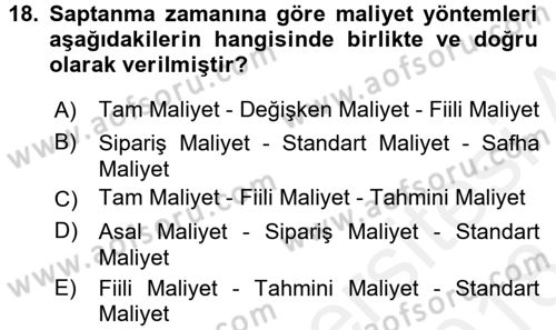 Mutfak Hizmetleri Yönetimi Dersi 2017 - 2018 Yılı (Final) Dönem Sonu Sınav Soruları 18. Soru