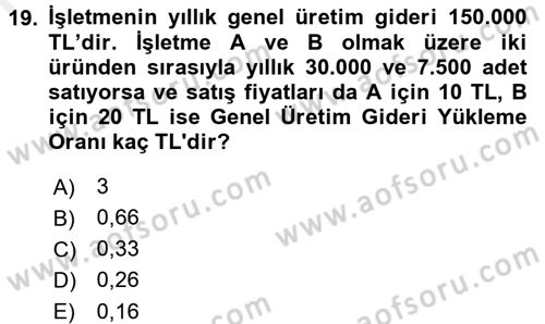 Mutfak Hizmetleri Yönetimi Dersi 2017 - 2018 Yılı (Final) Dönem Sonu Sınav Soruları 19. Soru