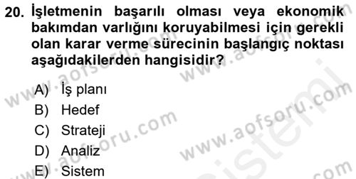 Mutfak Hizmetleri Yönetimi Dersi 2017 - 2018 Yılı (Final) Dönem Sonu Sınav Soruları 20. Soru
