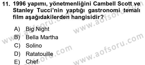Gastronomi Ve Medya Dersi 2016 - 2017 Yılı (Vize) Ara Sınav Soruları 11. Soru