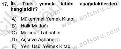 Gastronomi Ve Medya Dersi Ara Sınavı Deneme Sınav Soruları 17. Soru