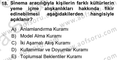 Gastronomi Ve Medya Dersi Ara Sınavı Deneme Sınav Soruları 18. Soru