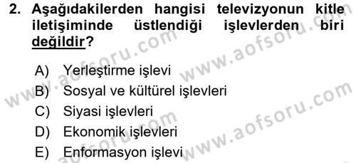 Gastronomi Ve Medya Dersi Ara Sınavı Deneme Sınav Soruları 2. Soru