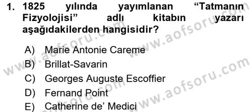 Gastronomi Ve Medya Dersi 2016 - 2017 Yılı (Final) Dönem Sonu Sınav Soruları 1. Soru