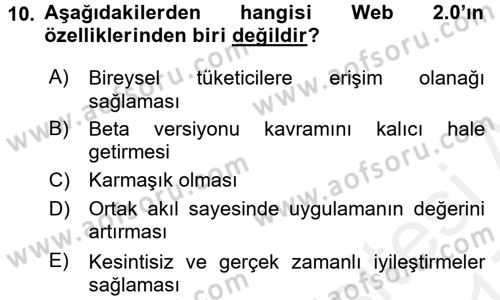 Gastronomi Ve Medya Dersi 2016 - 2017 Yılı (Final) Dönem Sonu Sınav Soruları 10. Soru