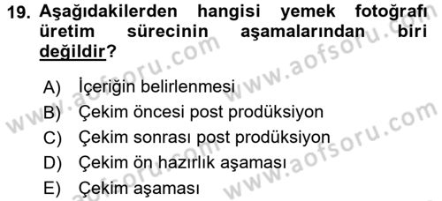 Gastronomi Ve Medya Dersi 2016 - 2017 Yılı (Final) Dönem Sonu Sınav Soruları 19. Soru