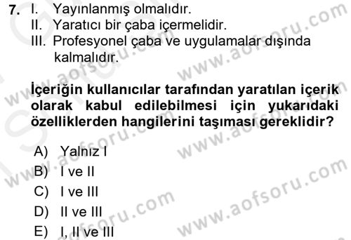 Gastronomi Ve Medya Dersi 2016 - 2017 Yılı (Final) Dönem Sonu Sınav Soruları 7. Soru