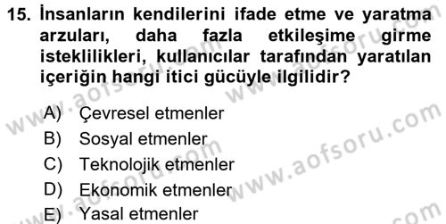 Gastronomi Ve Medya Dersi 2017 - 2018 Yılı 3 Ders Sınav Soruları 15. Soru