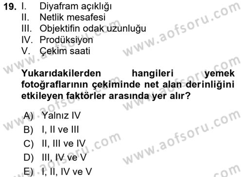 Gastronomi Ve Medya Dersi 2017 - 2018 Yılı 3 Ders Sınav Soruları 19. Soru