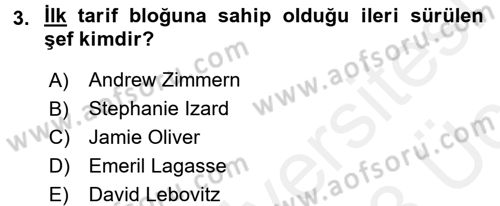 Gastronomi Ve Medya Dersi 2017 - 2018 Yılı 3 Ders Sınav Soruları 3. Soru