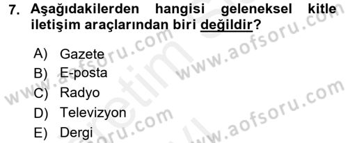 Gastronomi Ve Medya Dersi 2017 - 2018 Yılı 3 Ders Sınav Soruları 7. Soru