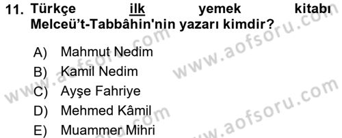 Gastronomi Ve Medya Dersi 2017 - 2018 Yılı (Vize) Ara Sınav Soruları 11. Soru