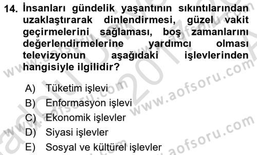 Gastronomi Ve Medya Dersi Ara Sınavı Deneme Sınav Soruları 14. Soru