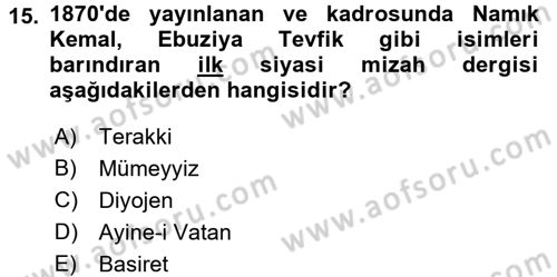 Gastronomi Ve Medya Dersi Ara Sınavı Deneme Sınav Soruları 15. Soru