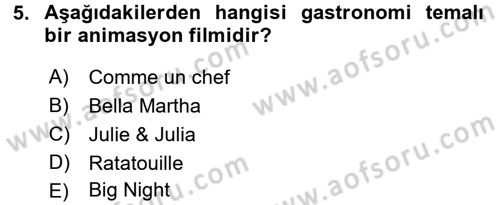 Gastronomi Ve Medya Dersi 2017 - 2018 Yılı (Vize) Ara Sınav Soruları 5. Soru