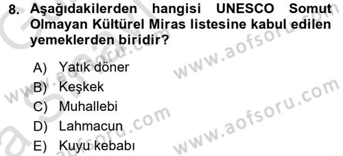 Gastronomi Ve Medya Dersi Ara Sınavı Deneme Sınav Soruları 8. Soru