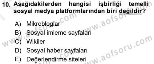 Gastronomi Ve Medya Dersi 2017 - 2018 Yılı (Final) Dönem Sonu Sınav Soruları 10. Soru