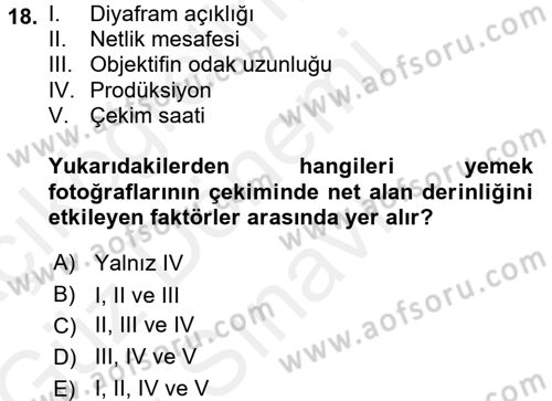 Gastronomi Ve Medya Dersi 2017 - 2018 Yılı (Final) Dönem Sonu Sınav Soruları 18. Soru