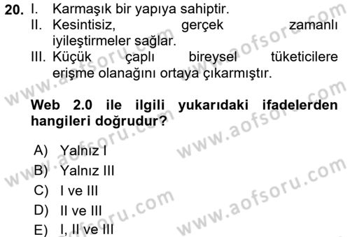 Gastronomi Ve Medya Dersi 2017 - 2018 Yılı (Final) Dönem Sonu Sınav Soruları 20. Soru