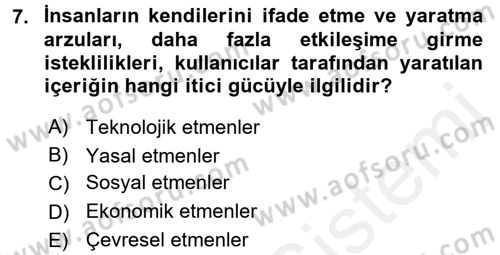 Gastronomi Ve Medya Dersi 2017 - 2018 Yılı (Final) Dönem Sonu Sınav Soruları 7. Soru
