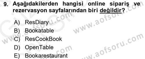Gastronomi Ve Medya Dersi 2017 - 2018 Yılı (Final) Dönem Sonu Sınav Soruları 9. Soru