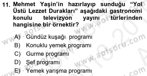 Gastronomi Ve Medya Dersi Ara Sınavı Deneme Sınav Soruları 11. Soru