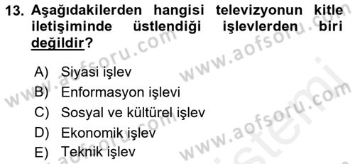 Gastronomi Ve Medya Dersi Ara Sınavı Deneme Sınav Soruları 13. Soru