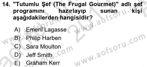 Gastronomi Ve Medya Dersi Ara Sınavı Deneme Sınav Soruları 14. Soru