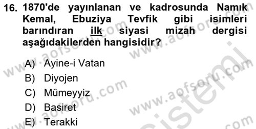 Gastronomi Ve Medya Dersi 2019 - 2020 Yılı (Vize) Ara Sınav Soruları 16. Soru