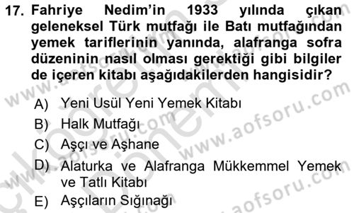 Gastronomi Ve Medya Dersi Ara Sınavı Deneme Sınav Soruları 17. Soru