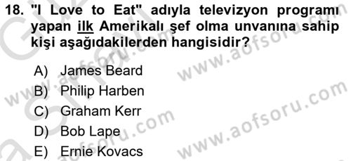 Gastronomi Ve Medya Dersi Ara Sınavı Deneme Sınav Soruları 18. Soru