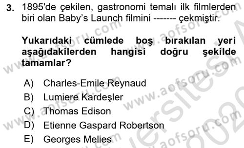 Gastronomi Ve Medya Dersi Ara Sınavı Deneme Sınav Soruları 3. Soru