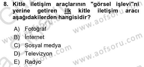Gastronomi Ve Medya Dersi Ara Sınavı Deneme Sınav Soruları 8. Soru