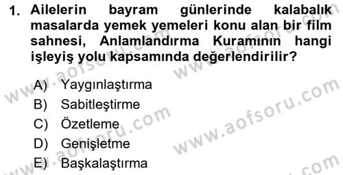 Gastronomi Ve Medya Dersi 2021 - 2022 Yılı (Vize) Ara Sınav Soruları 1. Soru