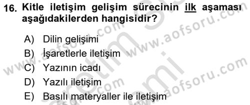 Gastronomi Ve Medya Dersi 2021 - 2022 Yılı (Vize) Ara Sınav Soruları 16. Soru