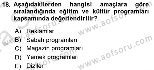 Gastronomi Ve Medya Dersi 2021 - 2022 Yılı (Vize) Ara Sınav Soruları 18. Soru