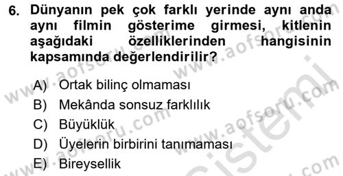 Gastronomi Ve Medya Dersi 2021 - 2022 Yılı (Vize) Ara Sınav Soruları 6. Soru