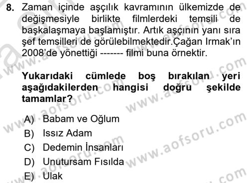 Gastronomi Ve Medya Dersi 2021 - 2022 Yılı (Vize) Ara Sınav Soruları 8. Soru