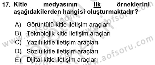 Gastronomi Ve Medya Dersi 2022 - 2023 Yılı (Vize) Ara Sınav Soruları 17. Soru
