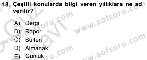 Gastronomi Ve Medya Dersi 2022 - 2023 Yılı (Vize) Ara Sınav Soruları 18. Soru