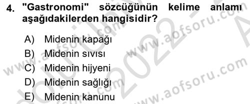 Gastronomi Ve Medya Dersi 2022 - 2023 Yılı (Vize) Ara Sınav Soruları 4. Soru
