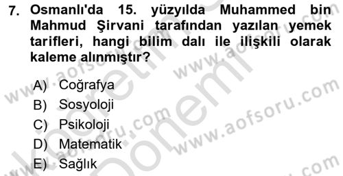 Gastronomi Ve Medya Dersi 2022 - 2023 Yılı (Vize) Ara Sınav Soruları 7. Soru