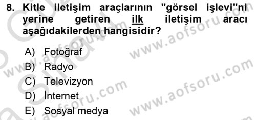 Gastronomi Ve Medya Dersi 2022 - 2023 Yılı (Vize) Ara Sınav Soruları 8. Soru