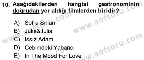 Gastronomi Ve Medya Dersi Ara Sınavı Deneme Sınav Soruları 10. Soru