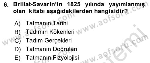 Gastronomi Ve Medya Dersi Ara Sınavı Deneme Sınav Soruları 6. Soru