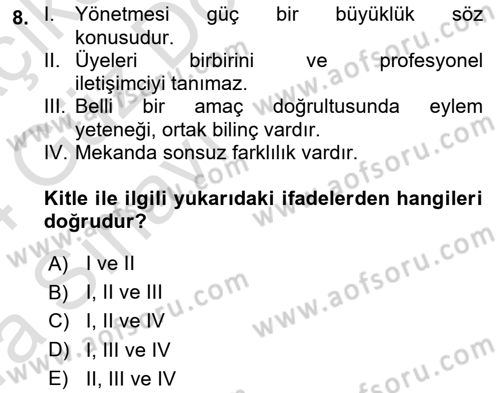 Gastronomi Ve Medya Dersi Ara Sınavı Deneme Sınav Soruları 8. Soru