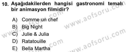 Gastronomi Ve Medya Dersi 2025 - 2026 Yılı (Vize) Ara Sınav Soruları 10. Soru