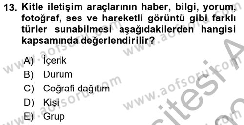 Gastronomi Ve Medya Dersi 2025 - 2026 Yılı (Vize) Ara Sınav Soruları 13. Soru